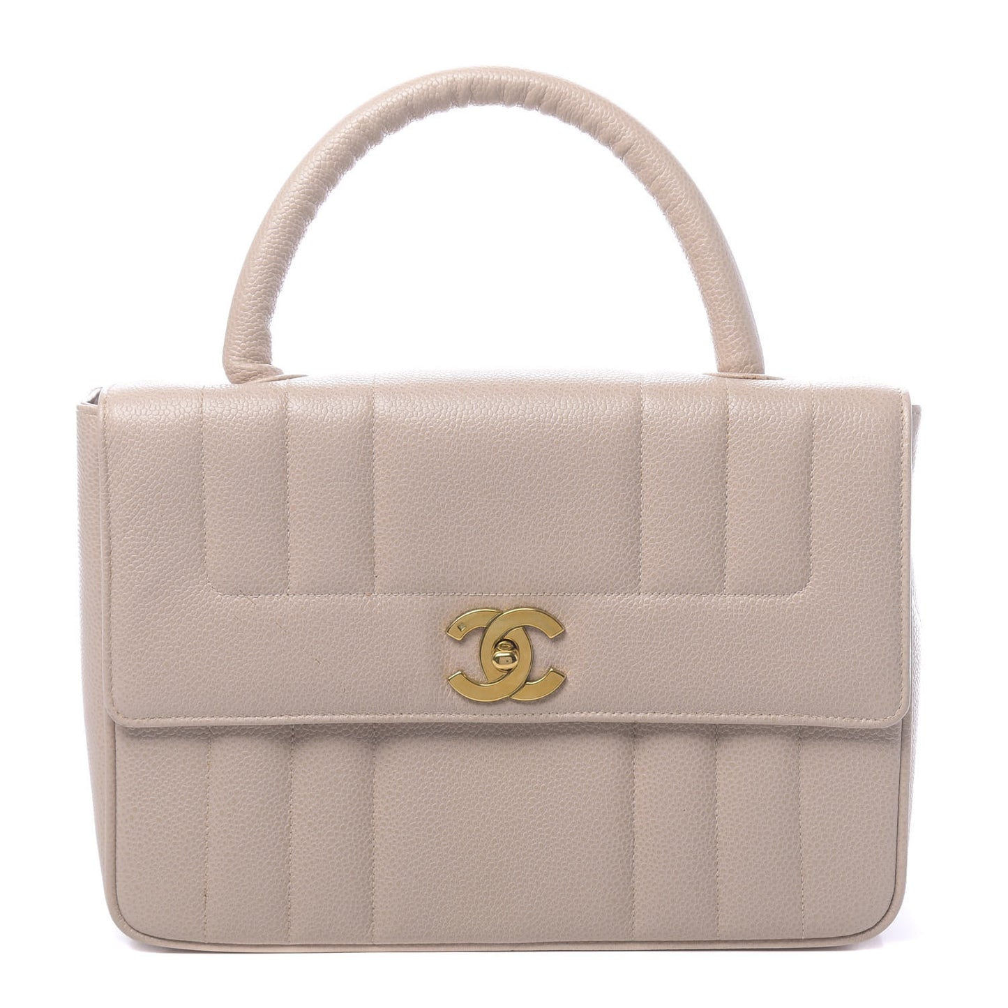 Caviar Vertical Quilted Kelly Flap Bag Light Beige