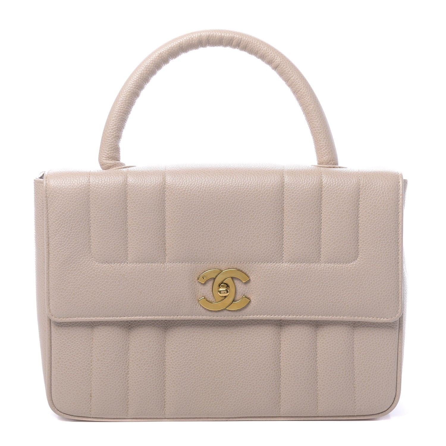 Chanel Caviar Vertical Quilted Kelly Flap Bag Light Beige 1 of 12