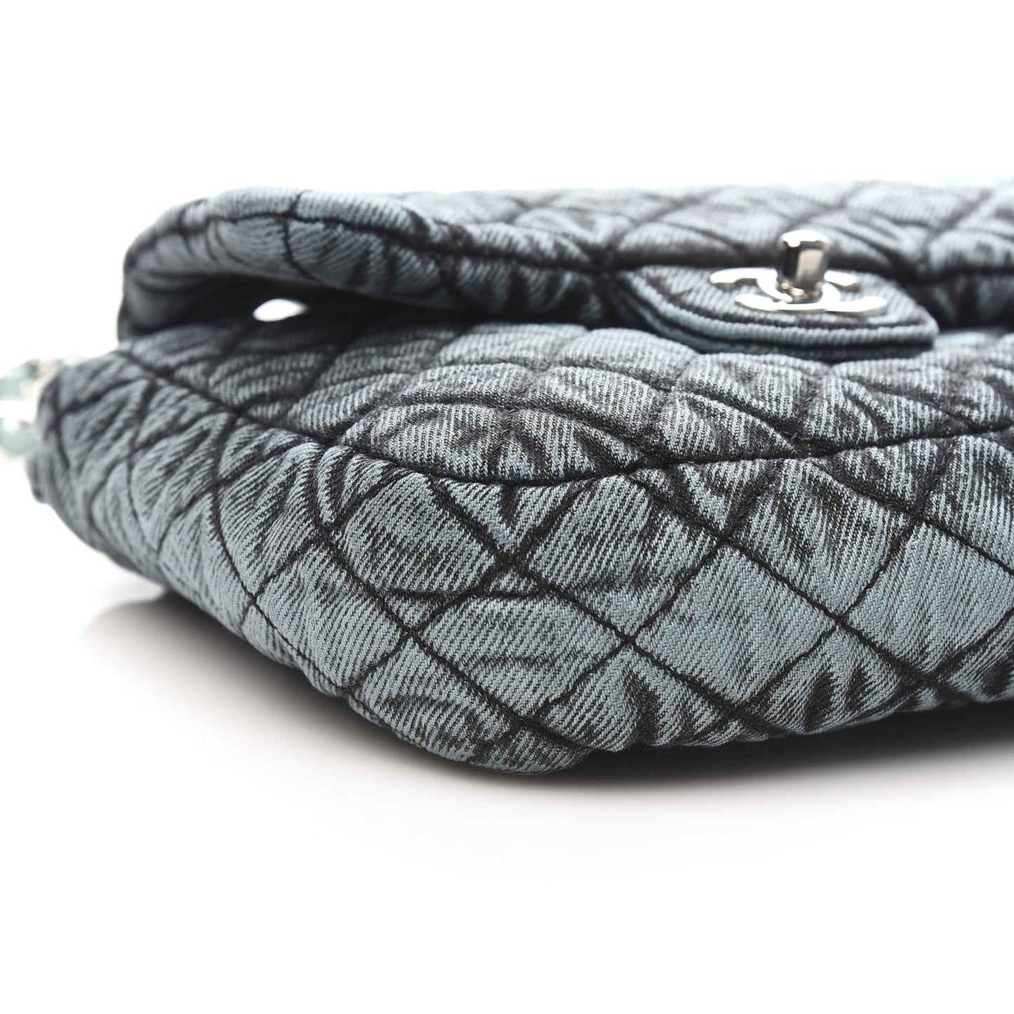 Washed Denim Quilted Small Denimpression Flap Blue Black