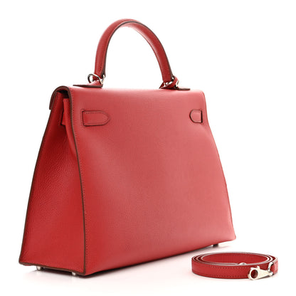 Hermes Vache Liegee Kelly Sellier 32 Rouge Garance 3 of 10