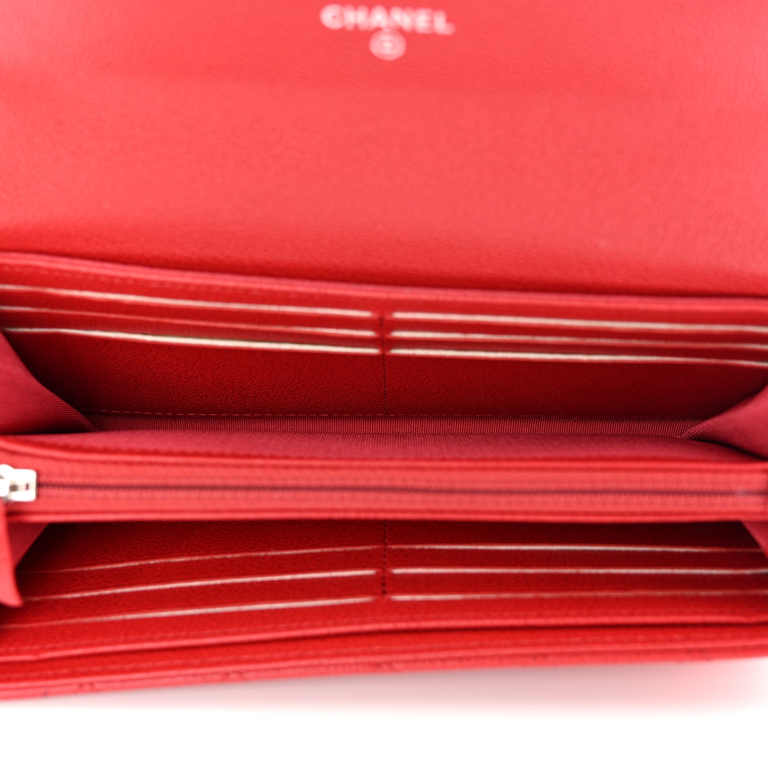 Chanel Grained Calfskin Quilted CC Box Flap Wallet Red 5 of 13