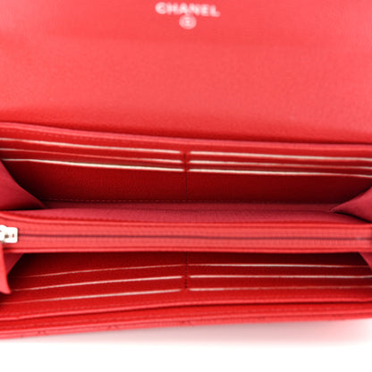 Chanel Grained Calfskin Quilted CC Box Flap Wallet Red 5 of 13