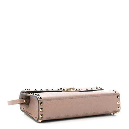 Valentino Garavani Pebbled Calfskin Medium Rockstud Flip Lock Crossbody Bag Poudre 4 of 8