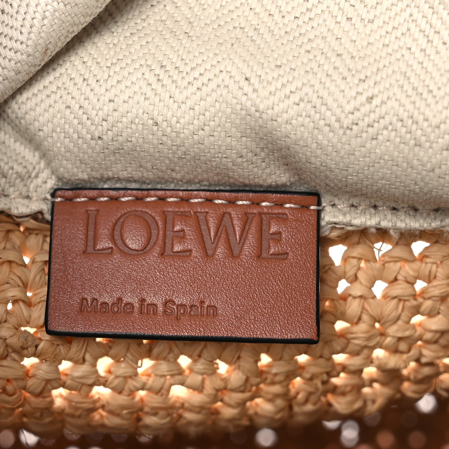Loewe Calfskin Raffia Anagram Paulas Ibiza Pochette Bag Natural Tan 6 of 10