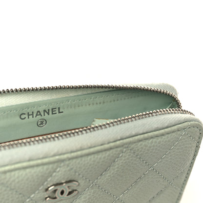 Chanel Caviar Quilted Small Zip Around Wallet Light Green 9 of 9