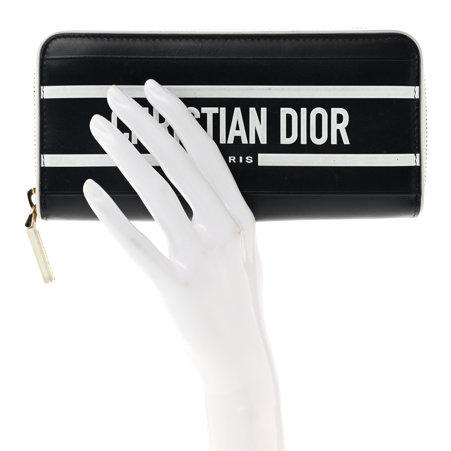 Christian Dior Calfskin Vibe Zip Wallet Blue White 2 of 7