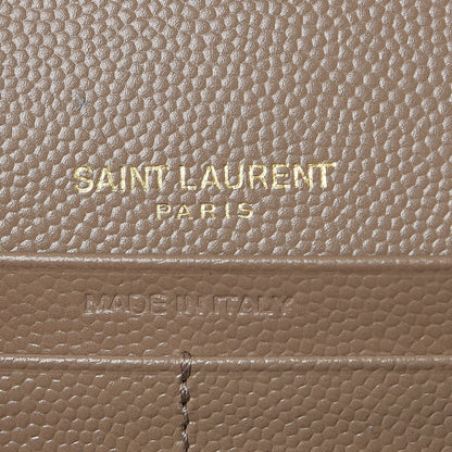 Saint Laurent Grain De Poudre Matelasse Chevron Monogram Chain Wallet Light Taupe 6 of 7