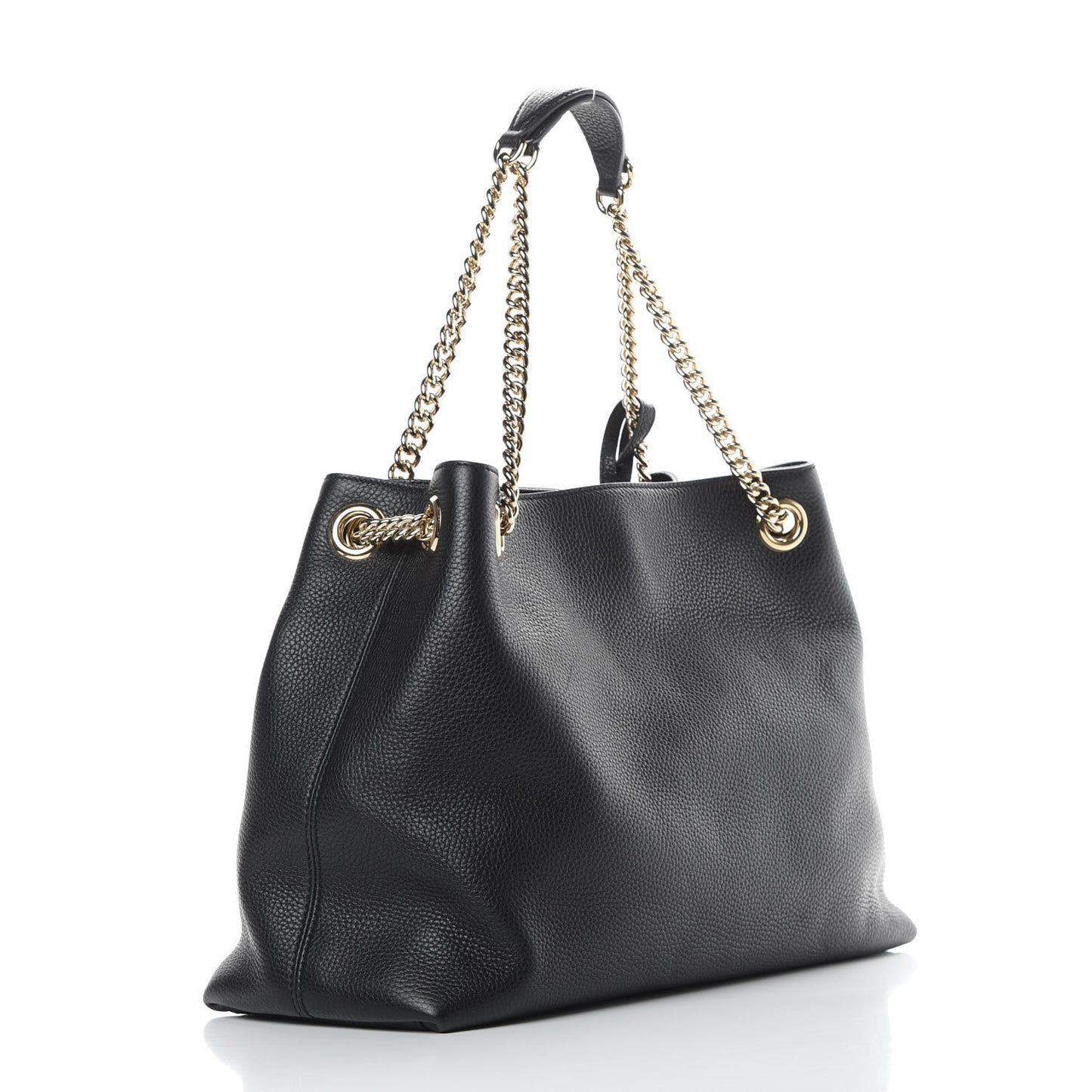 Pebbled Calfskin Medium Soho Chain Shoulder Bag Black