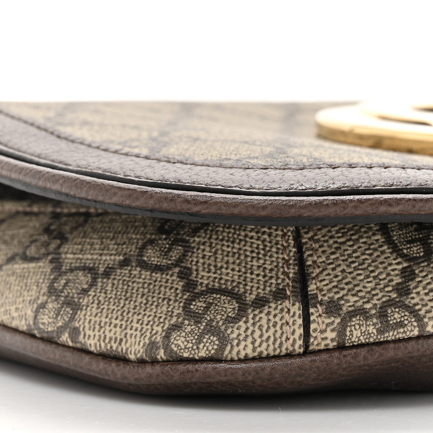 Gucci GG Supreme Monogram Textured Dollar Calfskin Blondie Chain Shoulder Flap Bag Beige Ebony New Acero 10 of 11