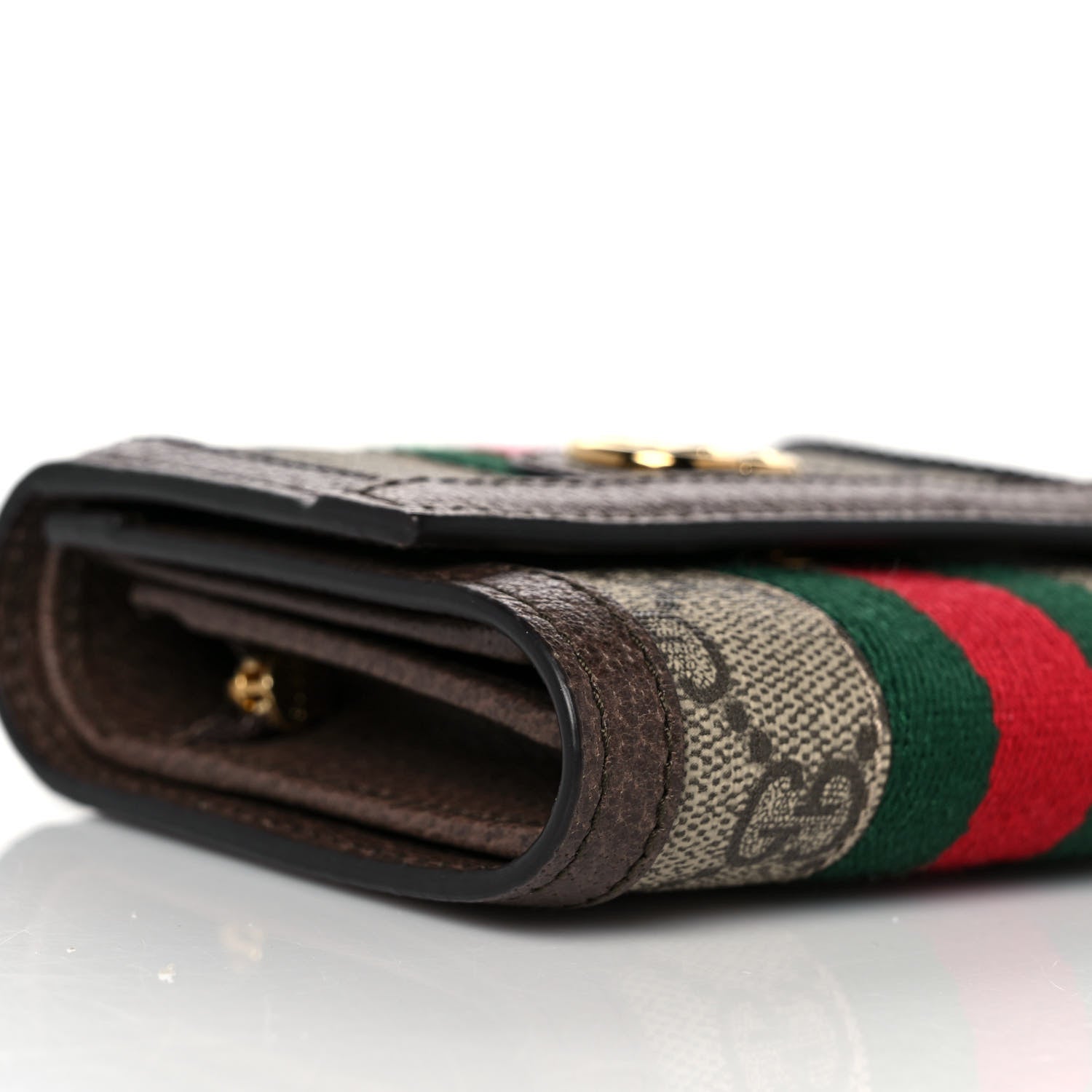 Gucci GG Supreme Monogram Web Ophidia French Flap Wallet Beige New Acero 8 of 9