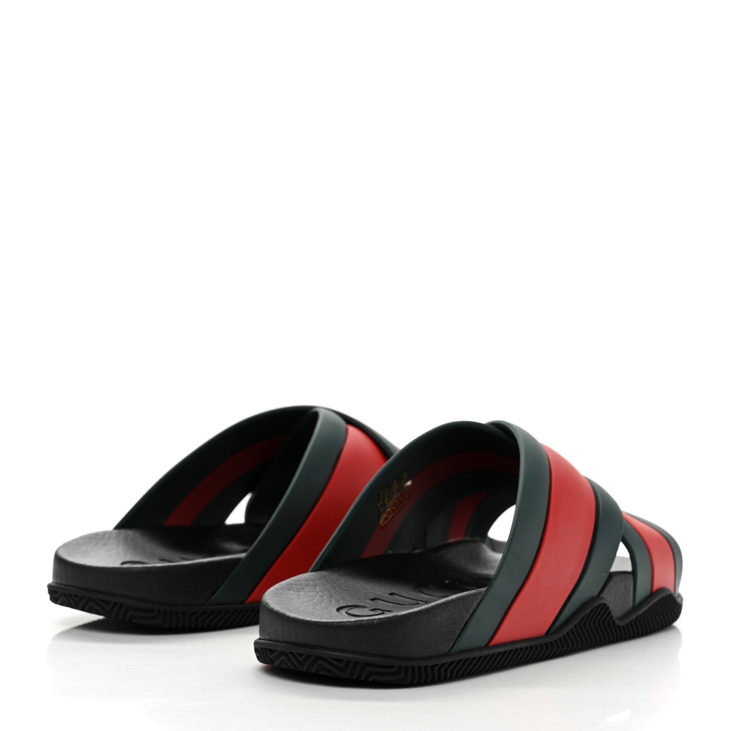 Gucci Rubber Web Womens Criss Cross Slide Sandals 38 Green Red 4 of 9