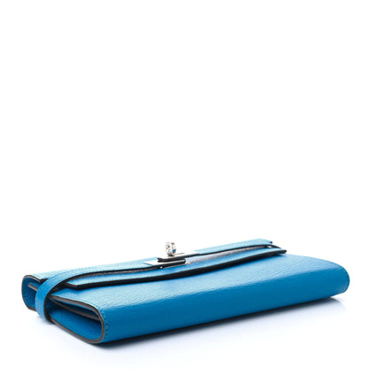 Hermes Chevre Mysore Kelly Longue Wallet Bleu Zanzibar 4 of 7