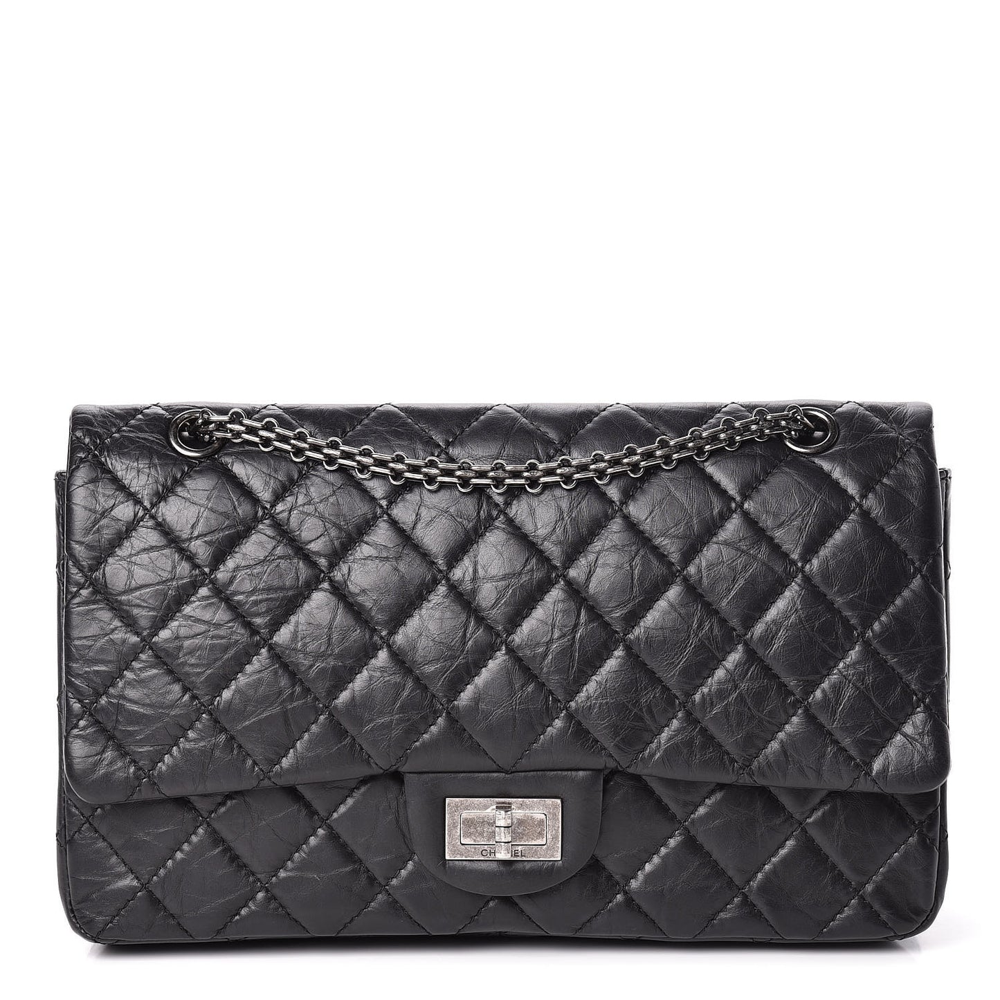 Aged Calfskin Quilted 2.55 Reissue 227 Flap Black