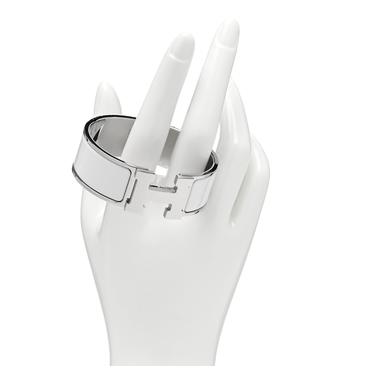 Enamel Wide Clic Clac H Bracelet PM White