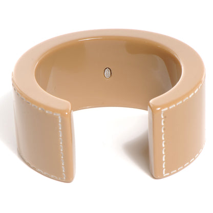 Chanel Resin Stitched CC Cuff Beige 4 of 5