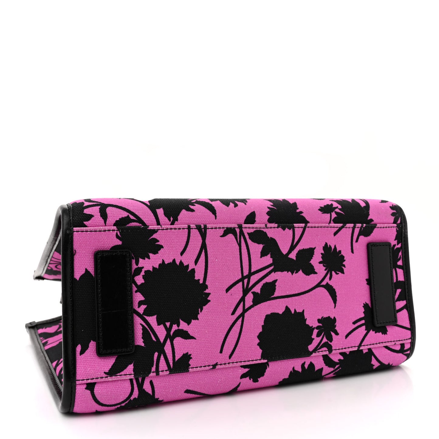 Calfskin Cotton Floral Printed La Medusa Book Tote Black Water Lily