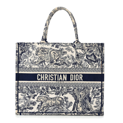 Christian Dior Canvas Embroidered Large Dioriviera Toile De Jouy Book Tote Blue 1 of 27