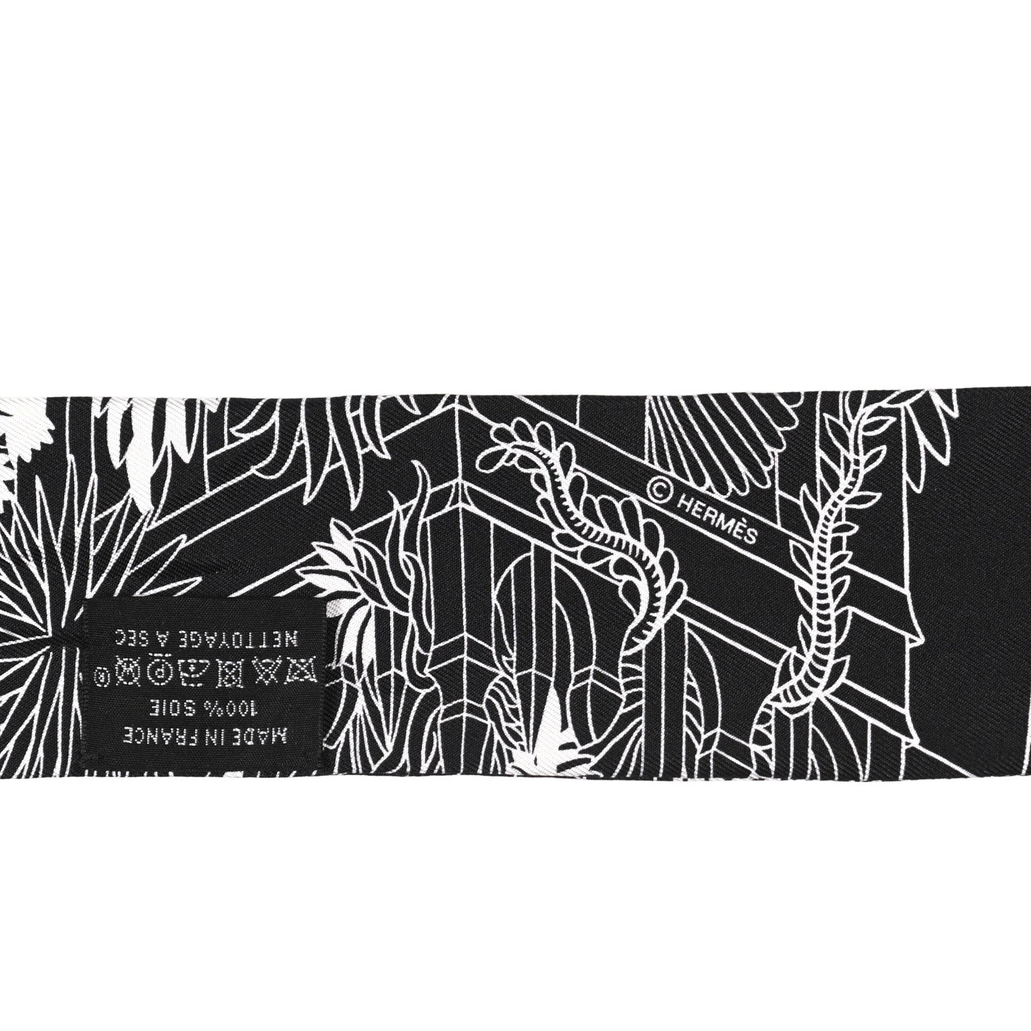 Hermes Silk Animapolis Twilly Black White 3 of 4