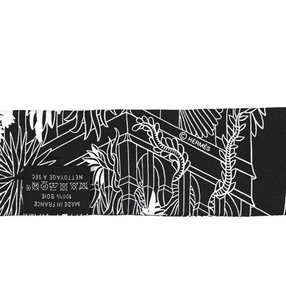Hermes Silk Animapolis Twilly Black White 3 of 4
