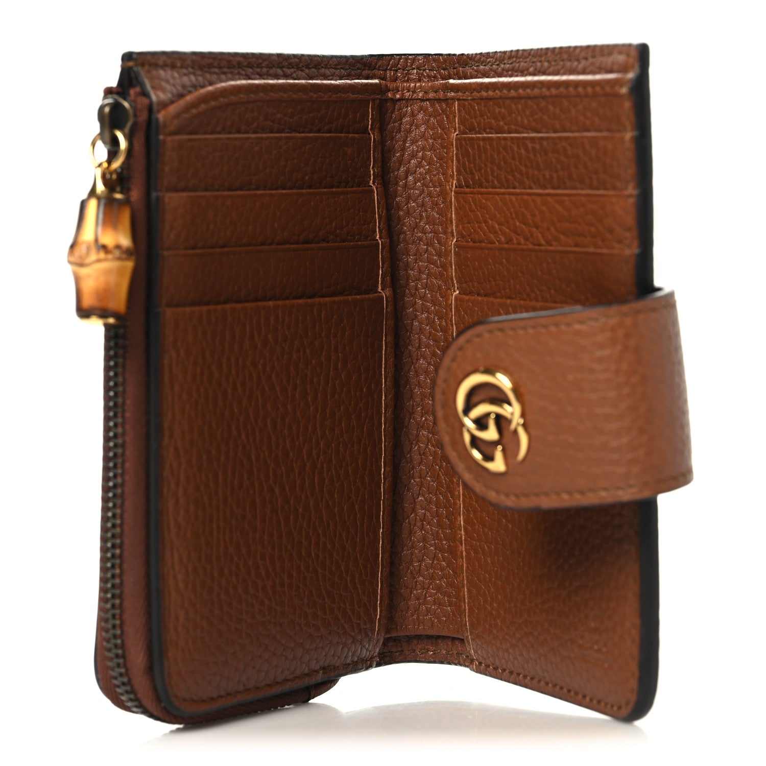 Gucci Piuma Calfskin Medium Bamboo Double G Wallet Cuir 5 of 8