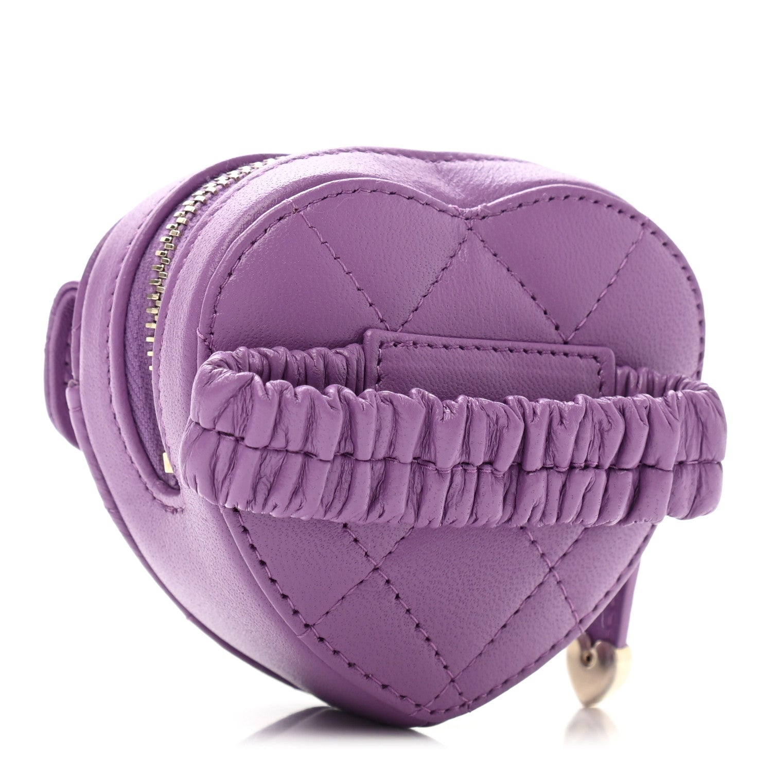 Chanel Lambskin Quilted CC In Love Heart Zipped Arm Coin Purse Purple 2 of 8