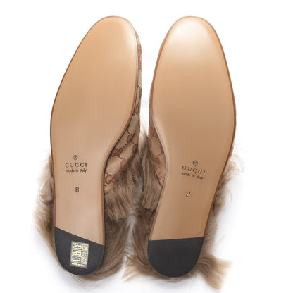 Gucci GG Monogram Fur Mens Princetown Slippers 8 Beige Ruggine Rust 5 of 8