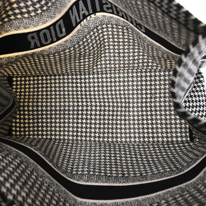 Christian Dior Canvas Houndstooth Embroidered Large Book Tote Black White 5 of 10