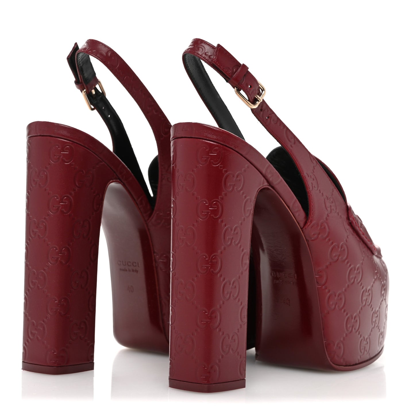 Guccissima Horsebit Platform 70/160mm Slingback Mules 40 Rosso Ancora Red