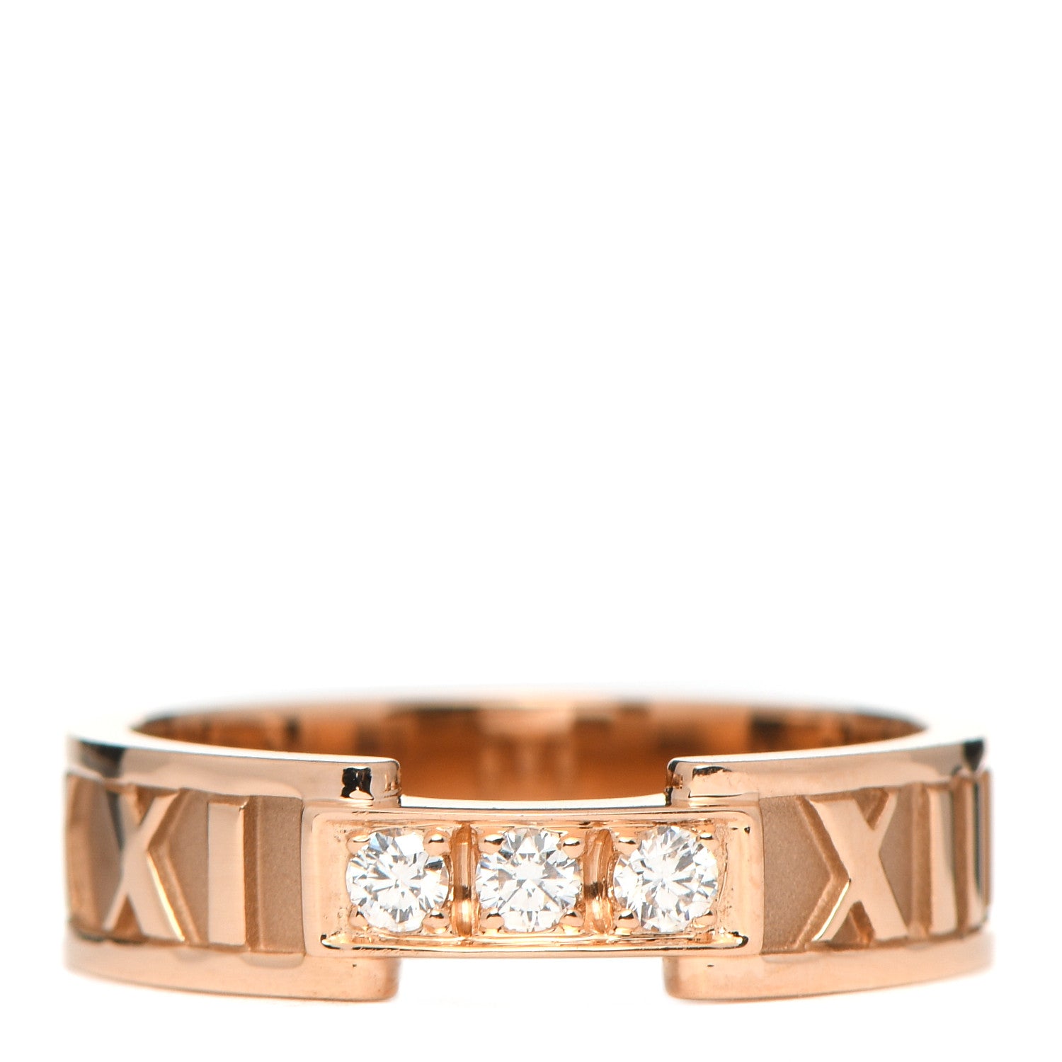 Tiffany 18K Rose Gold Diamond Atlas Ring 54 7 1 of 5