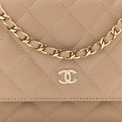 Chanel Caviar Quilted Wallet On Chain WOC Dark Beige 9 of 12