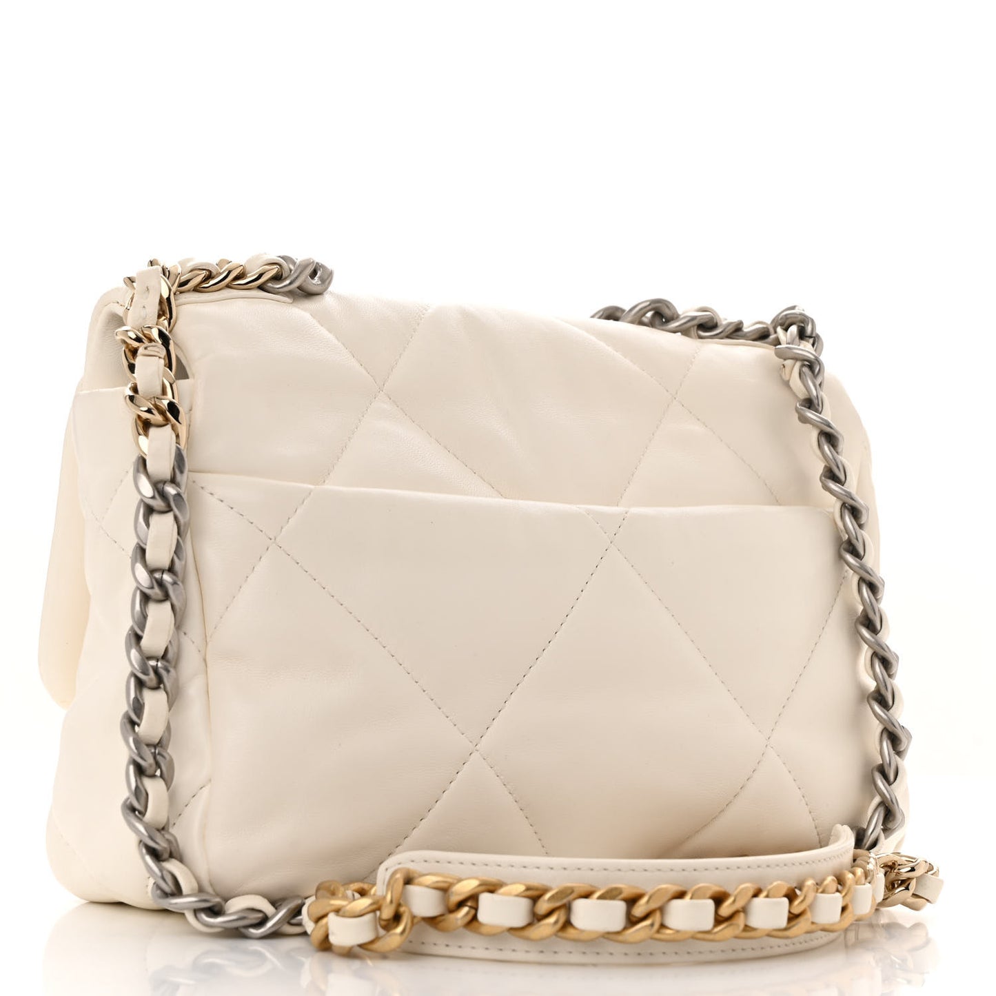 Goatskin Quilted Medium Chanel 19 Flap White