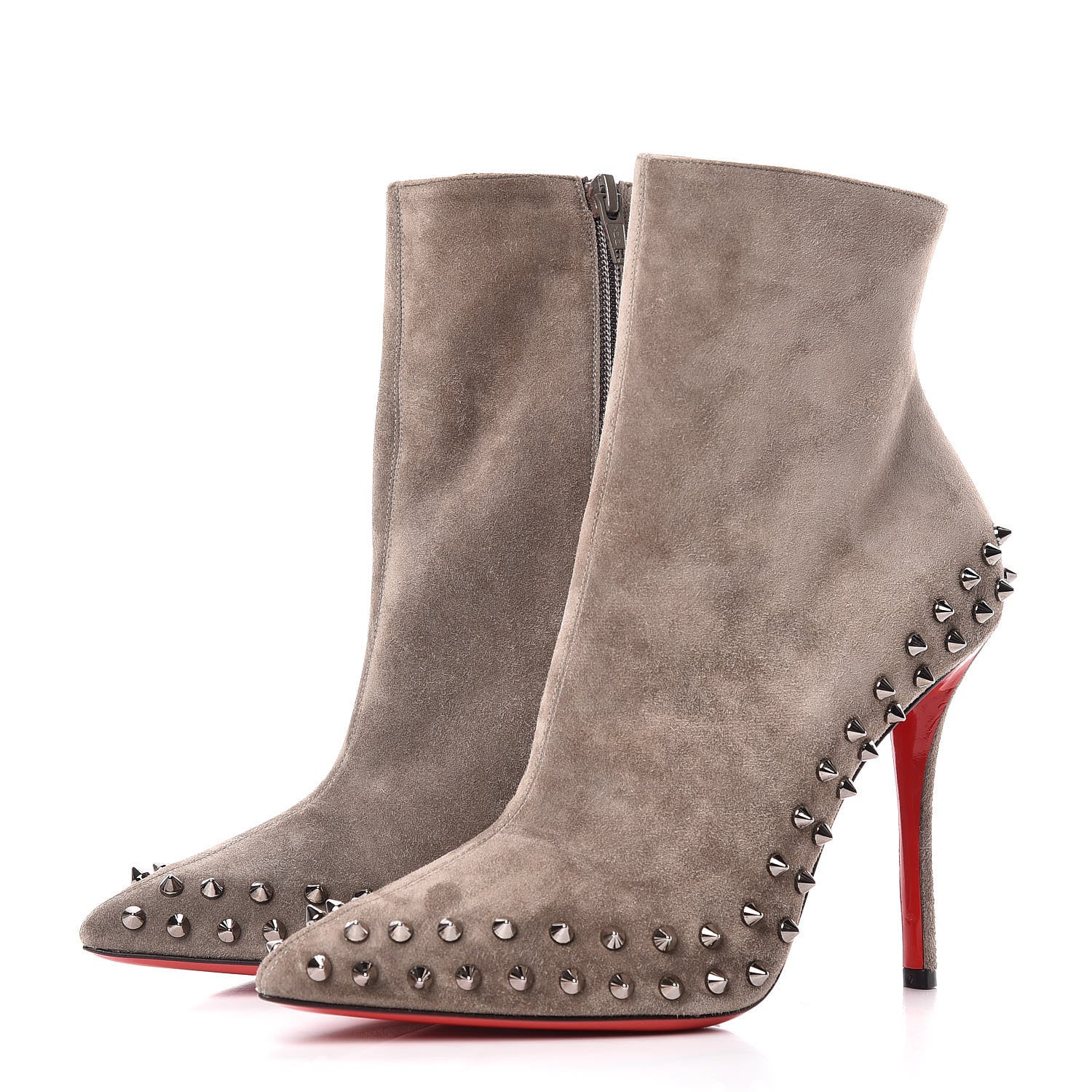Christian Louboutin Veau Velours Willetta 100 Ankle Boots 38.5 Cendre Gun 3 of 10