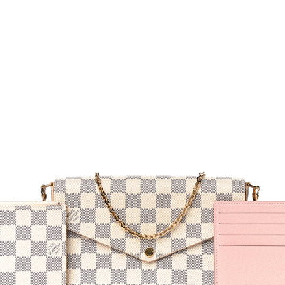 Louis Vuitton Damier Azur Pochette Felicie Chain Wallet Rose Ballerine 9 of 14