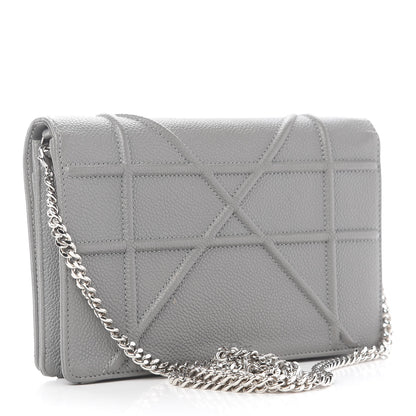 Christian Dior Grained Calfskin Diorama Wallet on Chain Pouch Gris 3 of 9