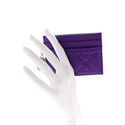 Christian Dior Lambskin Cannage Lady Dior Card Holder Purple 2 of 7