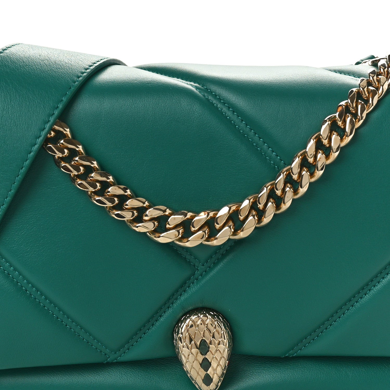 Bulgari Calfskin Matelasse Mini Serpenti Cabochon Crossbody Bag Jade Green 8 of 10
