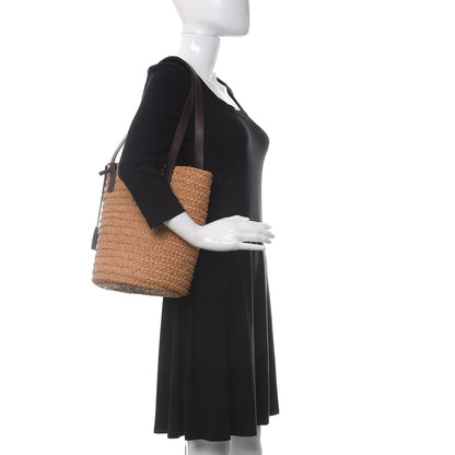 Saint Laurent Raffia Calfskin Small Panier Tote Naturale Nut 2 of 10