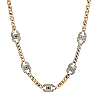 Chanel Crystal Chain CC Necklace Gold Silver 1 of 5
