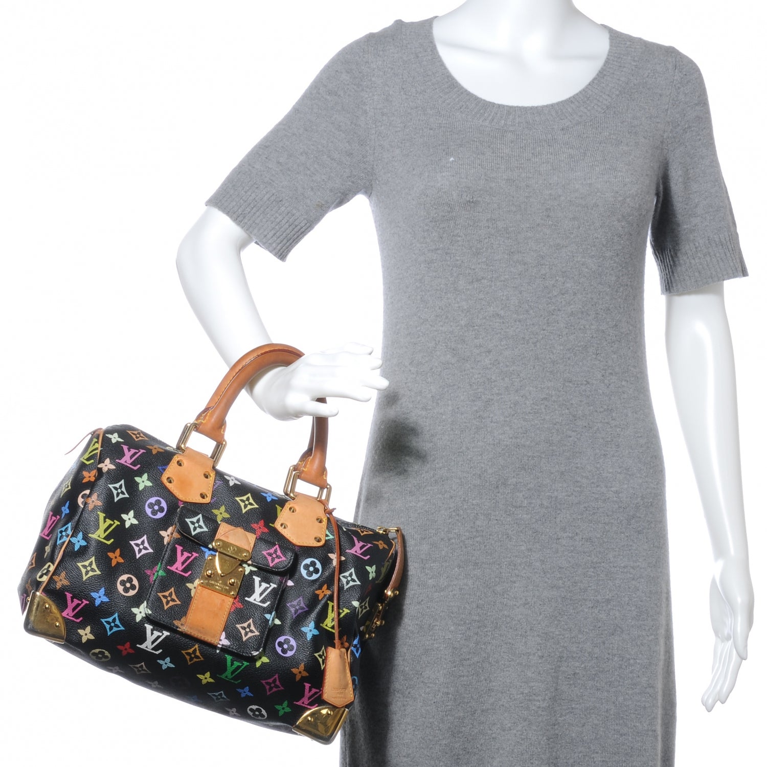 Louis Vuitton Monogram Multicolor Speedy 30 Black 2 of 9