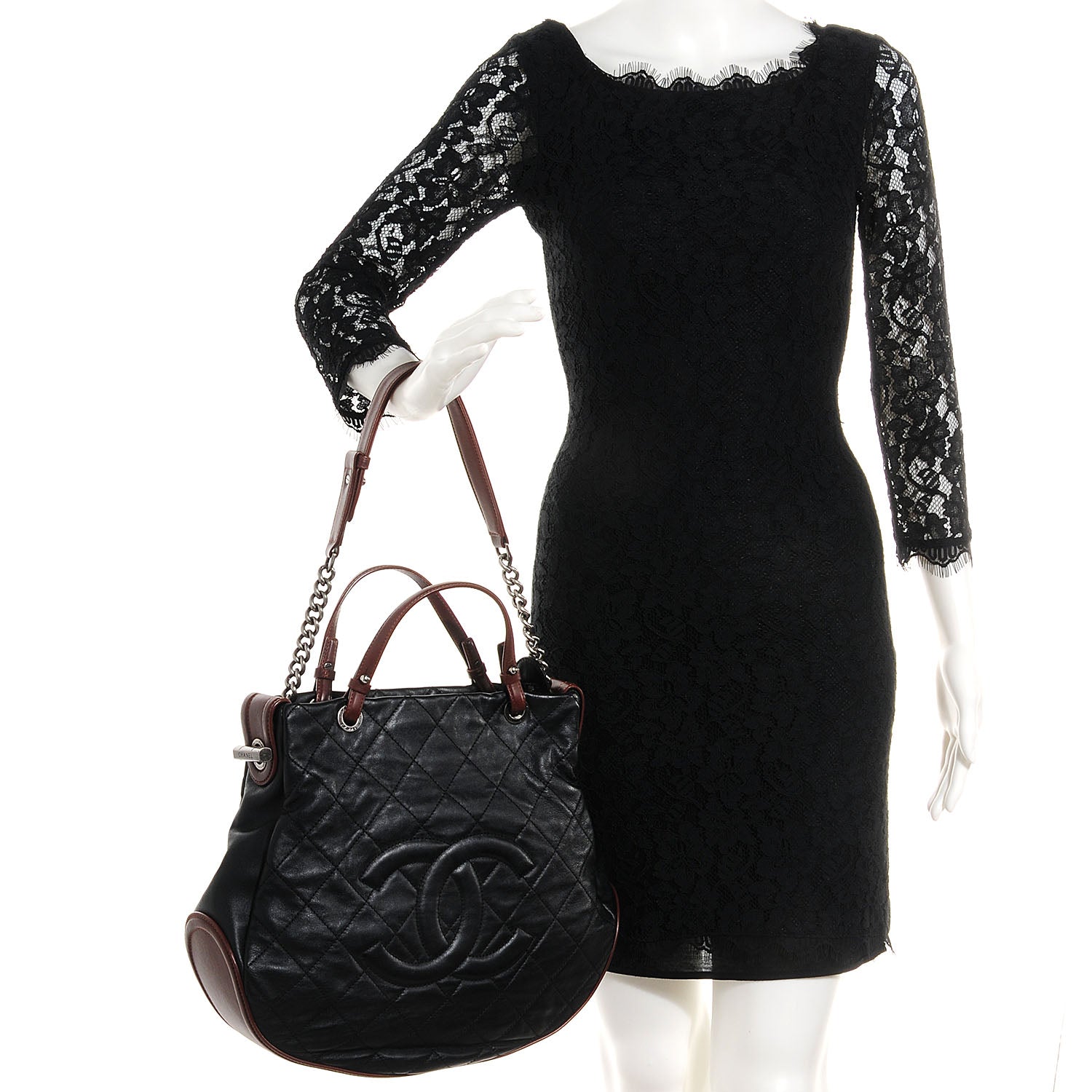 Chanel Iridescent Calfskin Country Chic Hobo Black 2 of 7