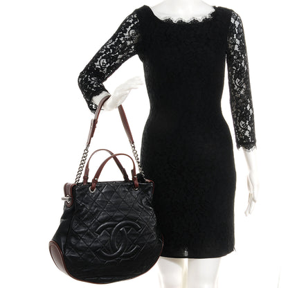 Chanel Iridescent Calfskin Country Chic Hobo Black 2 of 7