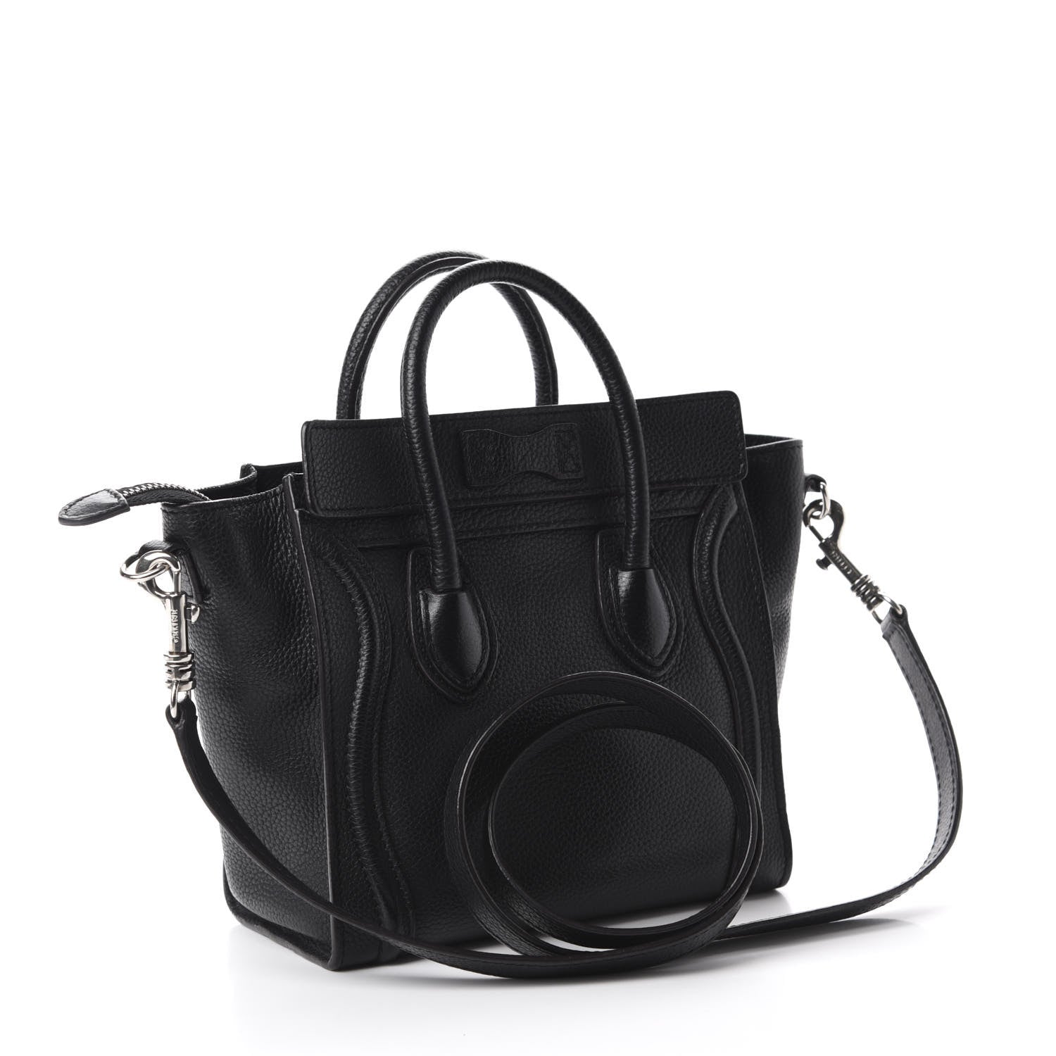 Celine Drummed Calfskin Nano Luggage Black 3 of 9