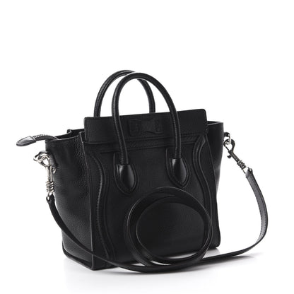 Celine Drummed Calfskin Nano Luggage Black 3 of 9