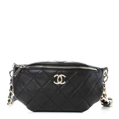 Chanel Lambskin Quilted Resin Bi-Color Waist Bag Fanny Pack Black 1 of 4