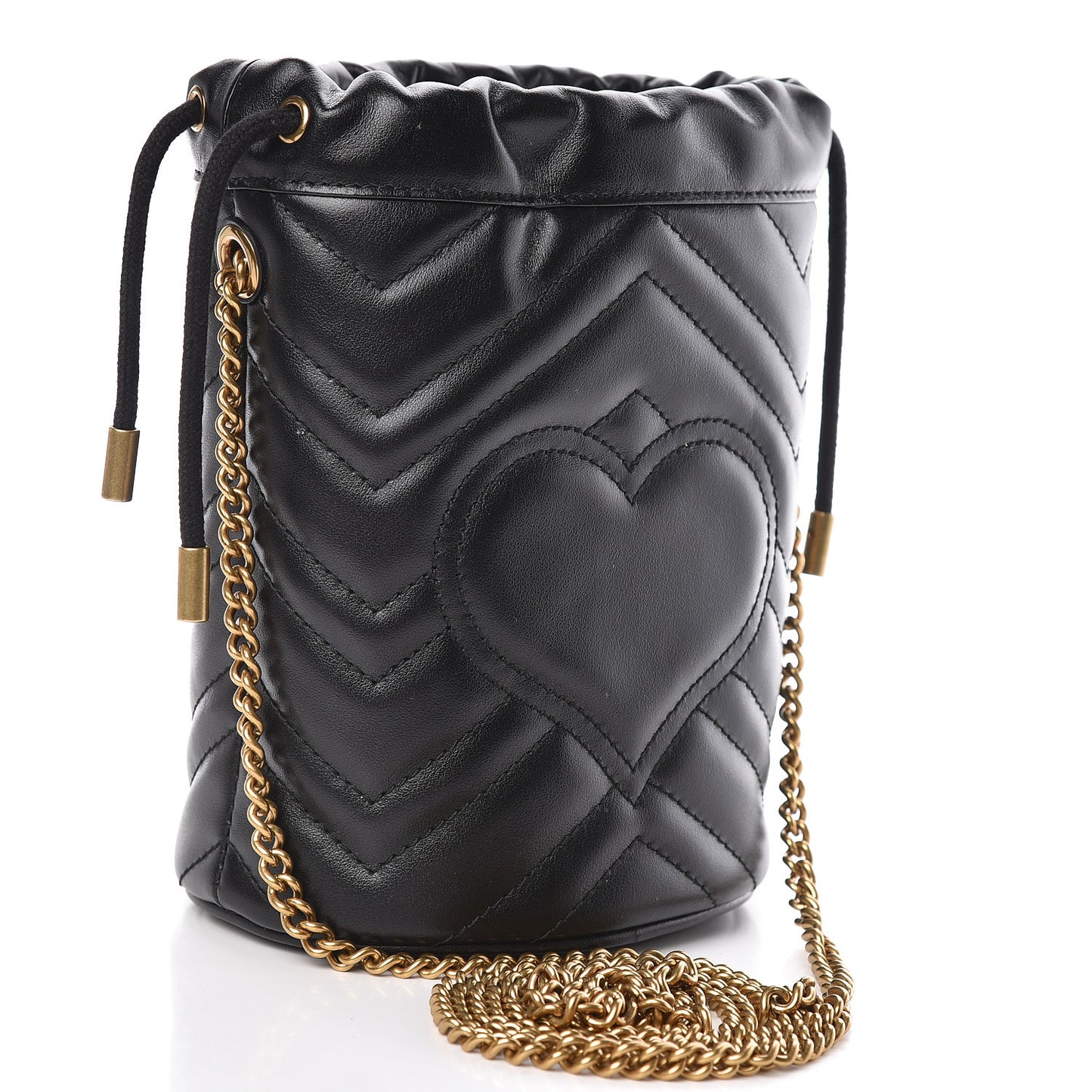Calfskin Matelasse Mini GG Marmont 2.0 Bucket Bag Black