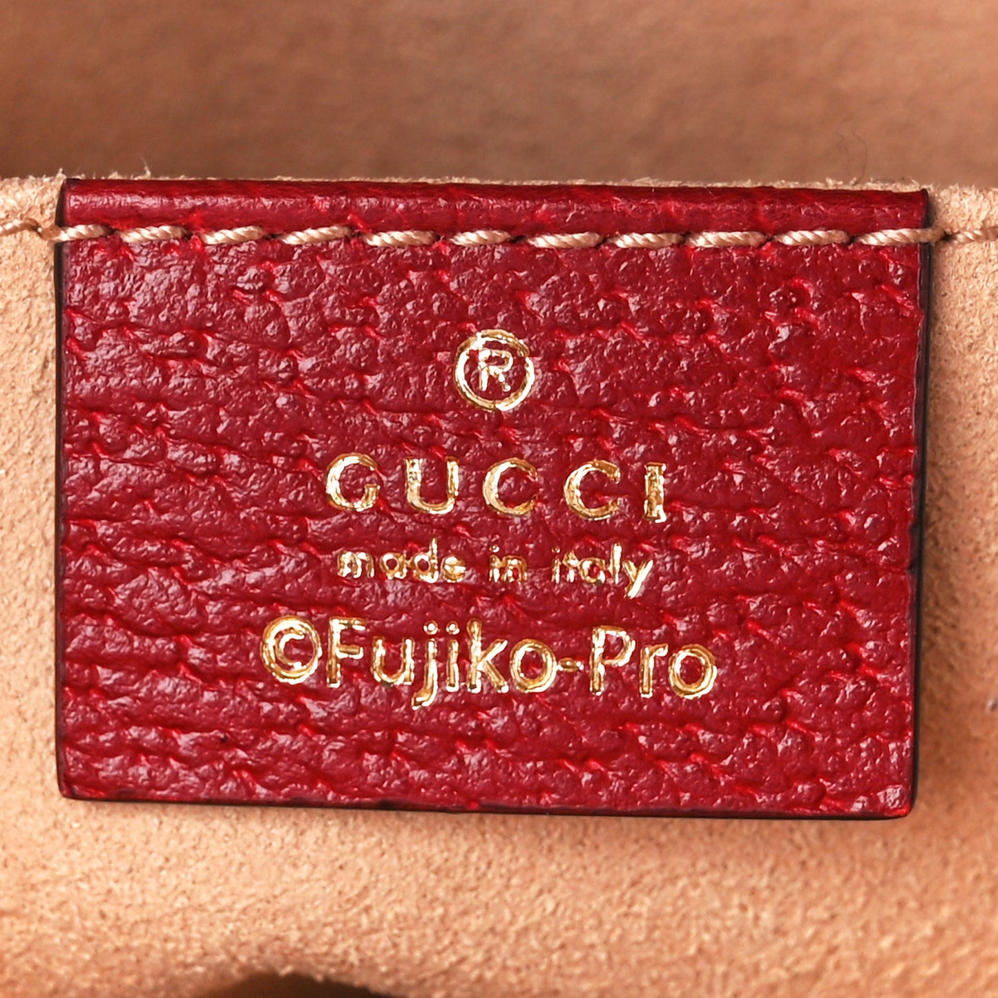 X DORAEMON Mini Vintage GG Supreme Monogram Camera Bag Beige Cherry Red
