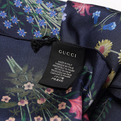 Gucci Silk Twill Nuovoflora Square Handkerchief Midnight Blue Blue 3 of 4