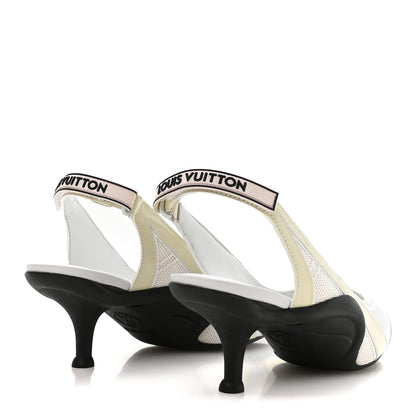 Louis Vuitton Lambskin Patent Calfskin Archlight Slingback Pumps 38 White Black 5 of 8