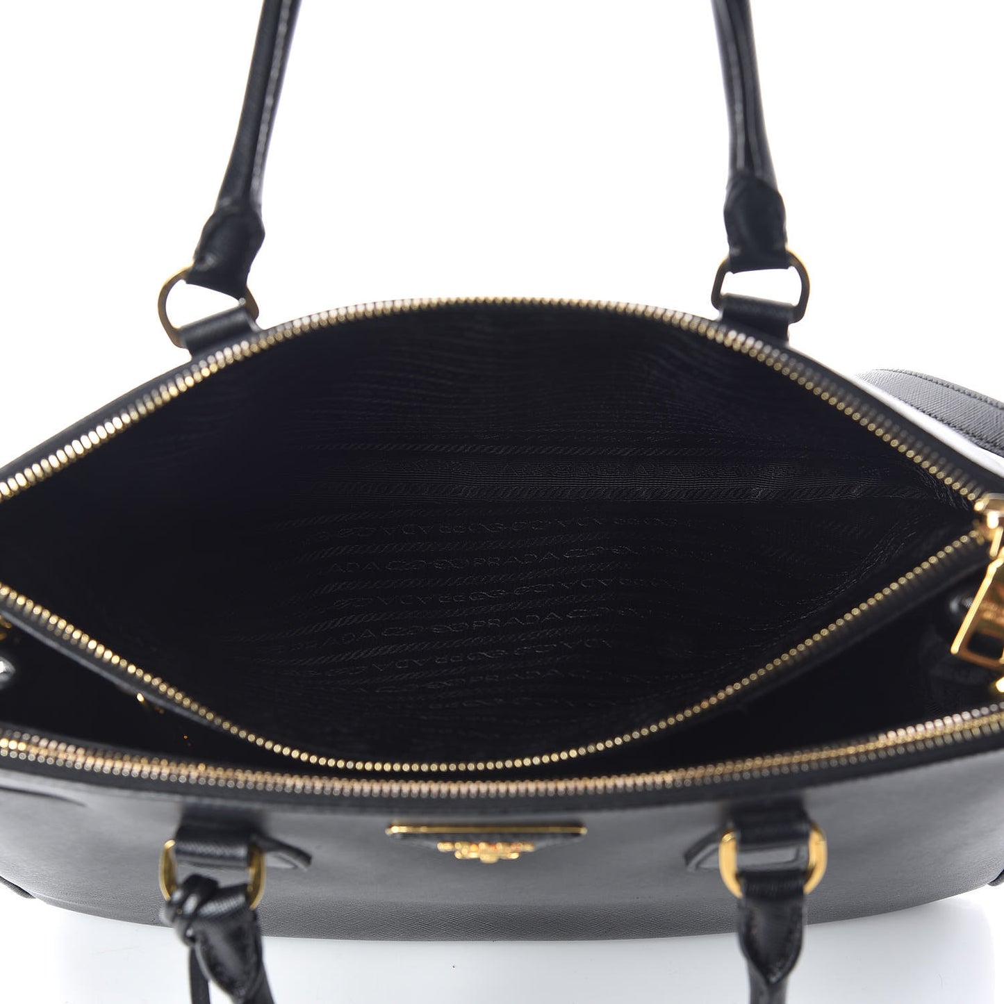 Saffiano Medium Galleria Double Zip Tote Black