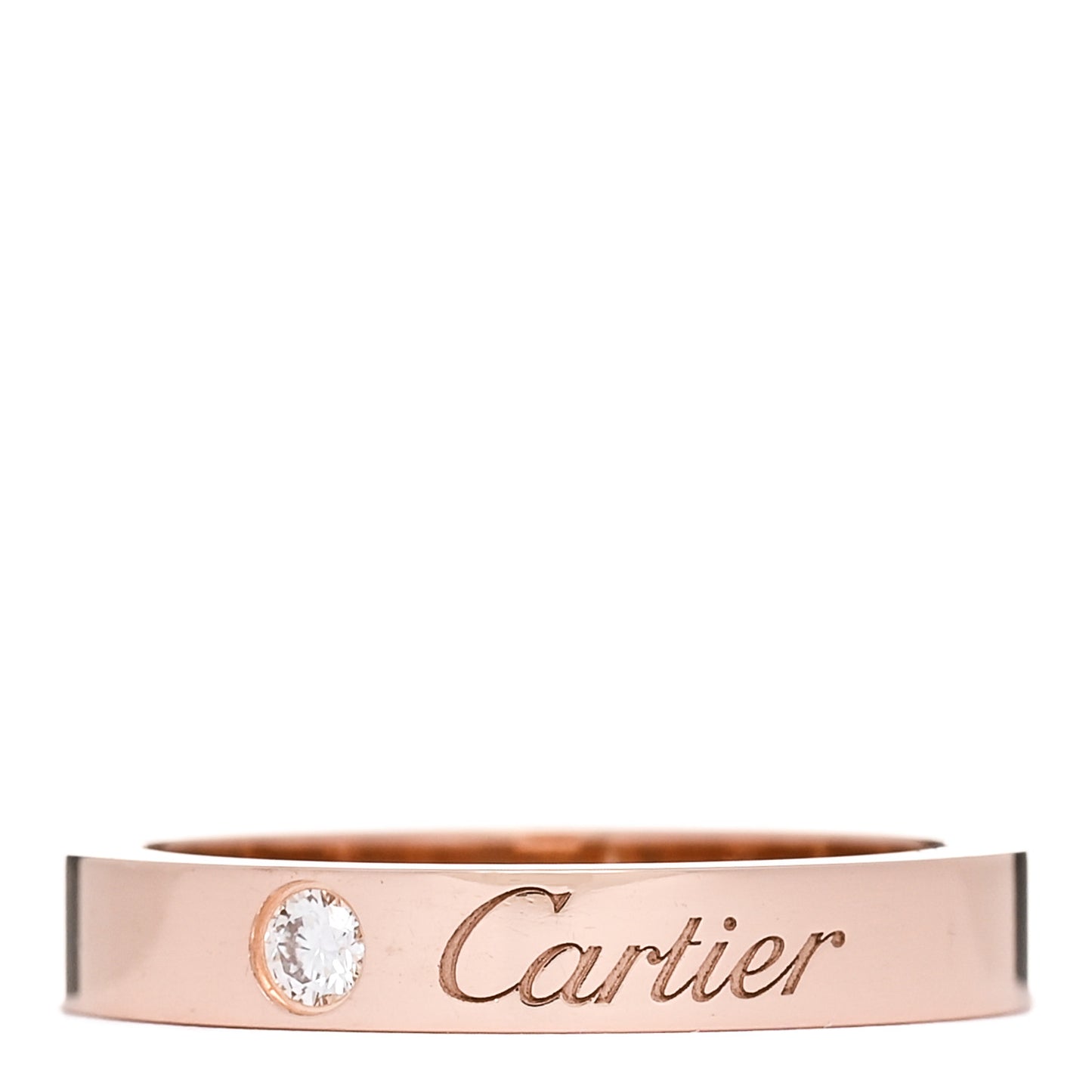 18K Pink Gold Diamond 3mm C De Cartier Wedding Band Ring 48 4.5